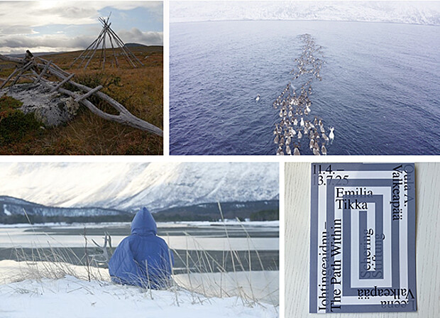 Bilder aus einem Film von Emilia Tikka und Oula A Valkeapää. Originalaufnahme von Jan Helmer Olse (c) - der Film verbindet Rentiermigration im arktischen Sápmi mit Biowissenschaften über Epigenetik